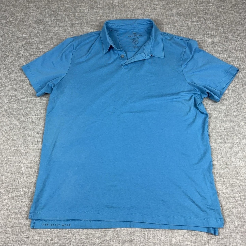 Mack Weldon Pima T-Shirt Polo Mens XL Blue 100% Pima Cotton Short Sleeve